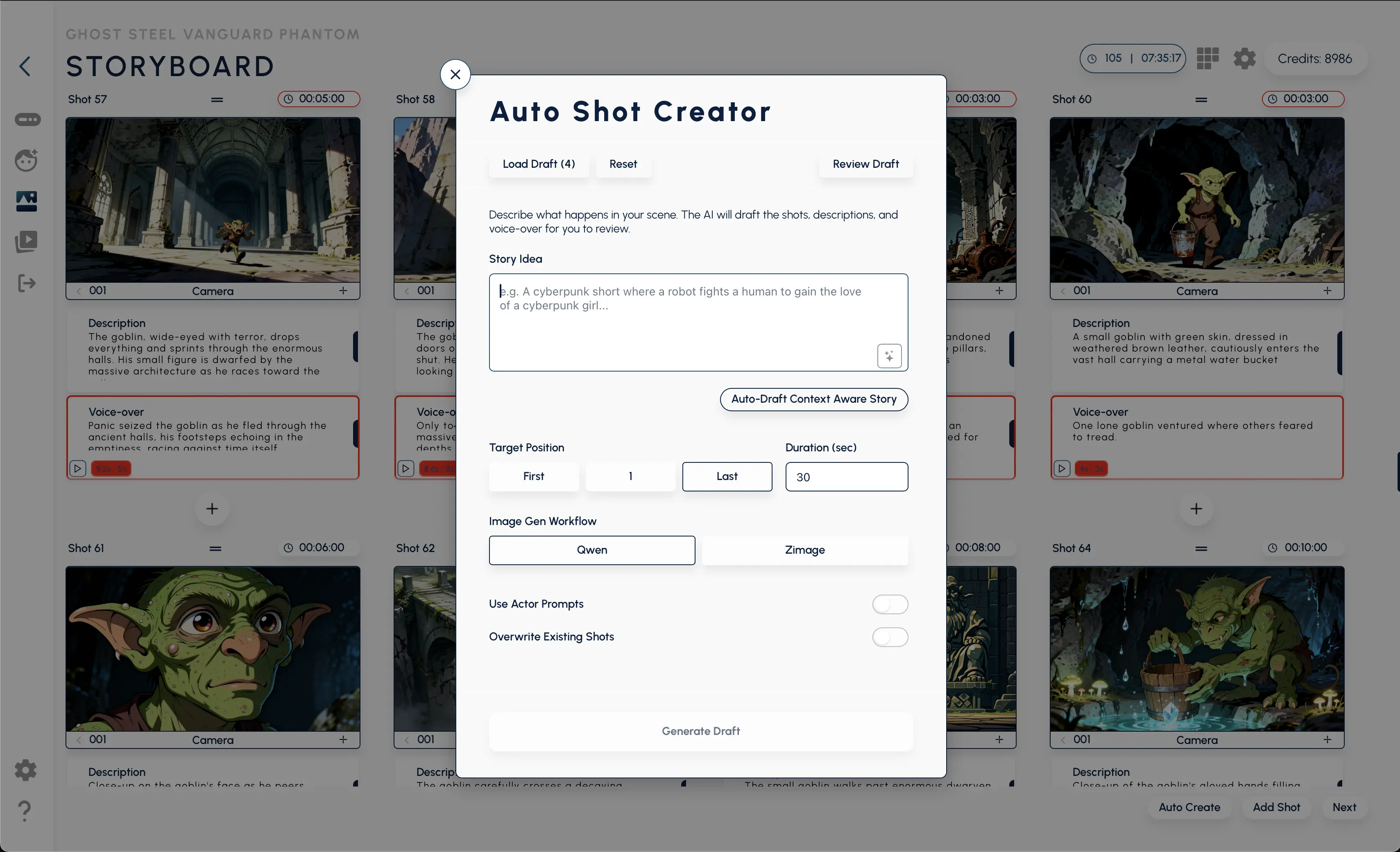 Storyboard Shot Creator