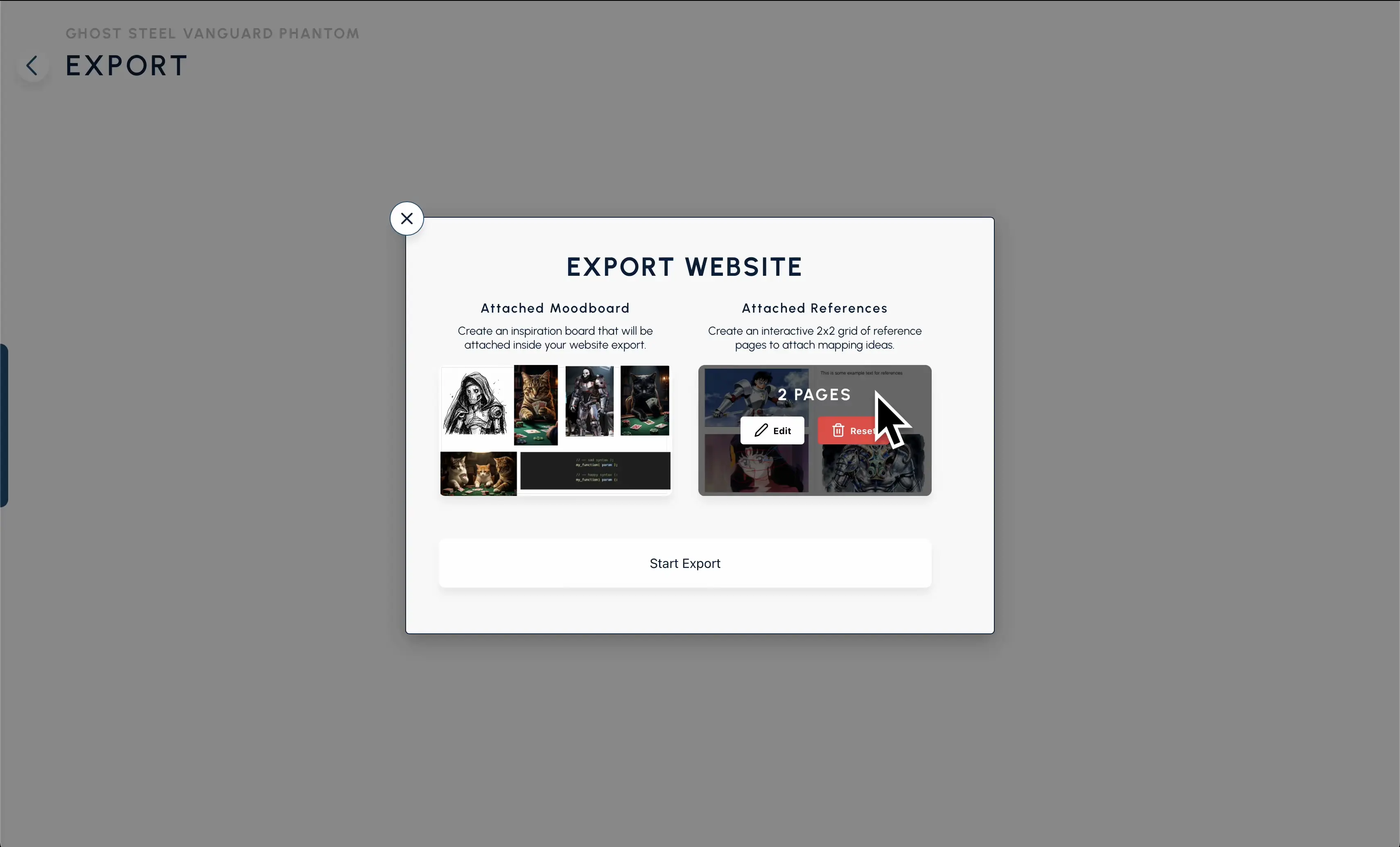 Export Website Options Attached