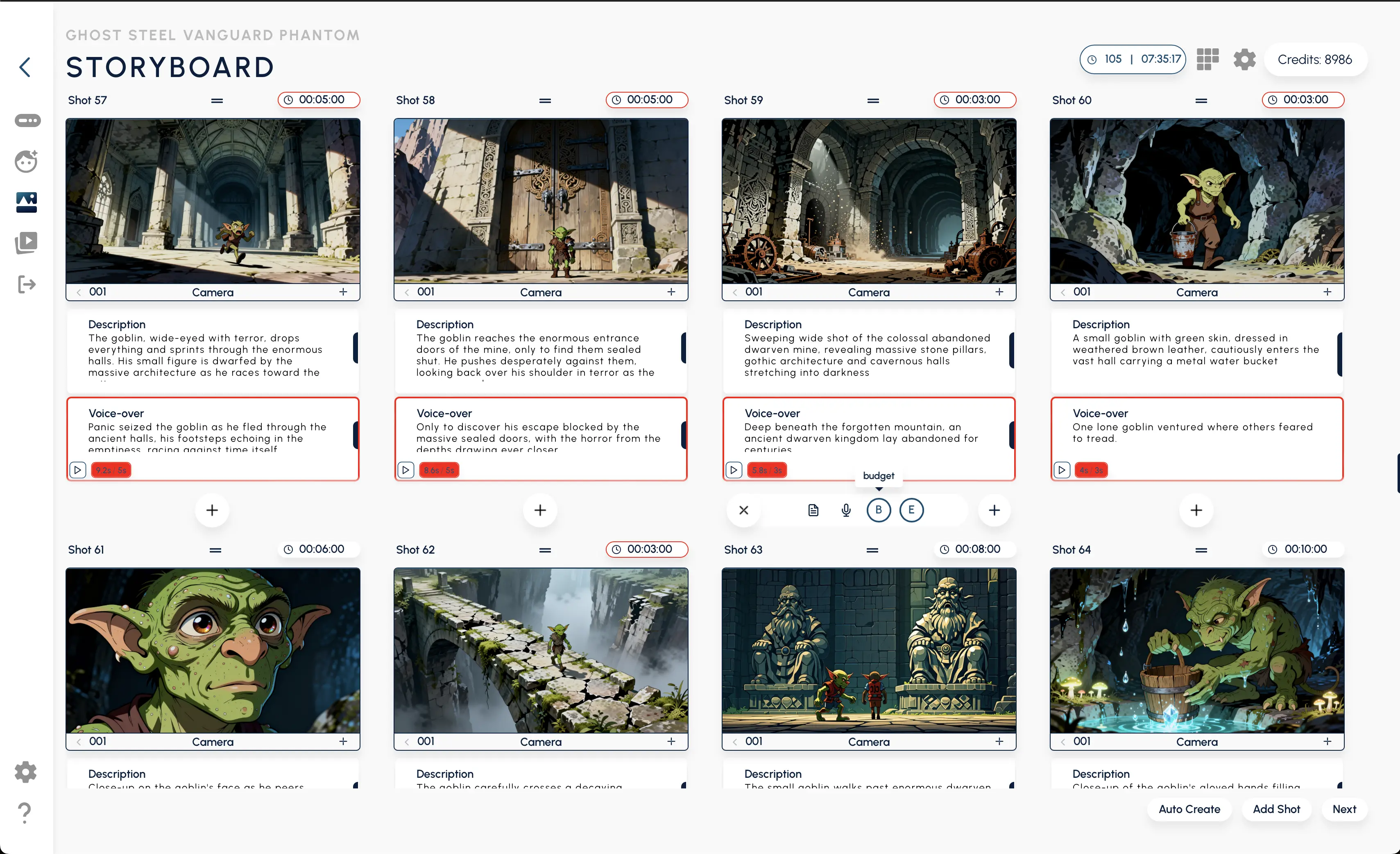 Storyboard Details Menu